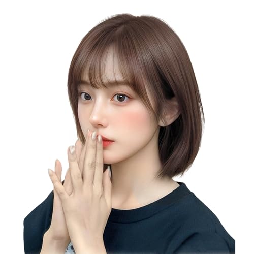 Sofeiyan ウィッグ ボブ ショート ストレート ウィッグ 普段使い フルウィッグ かつら 自然 小顔 レディース 女性 女装 耐熱 wig ウィッグネット付 (チョコレート・ブラウン) 1