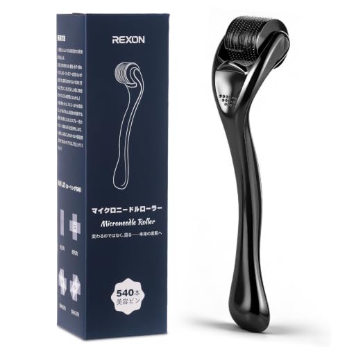 REXON マイクロニードルローラー 毛穴ケア・ハリ・たるみ・目元ケア・リフトアップフェイス＆頭皮対応｜美容・育毛ケア｜ブラックタイプ (0.5mm) 1