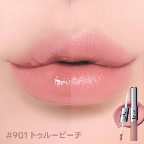 Laka (ラカ) パーフェクトツインリップ #901 トゥルーピーチㅣ2in1ㅣマットリップㅣグロスリップㅣ落ちにくいㅣ長時間キープの詳細・まとめ 画像
