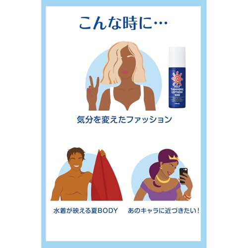 セルフタンニング100 色白 塗るだけ 簡単 小麦肌 夏映え 植物由来 タンニング 150mlの特徴・詳細 画像