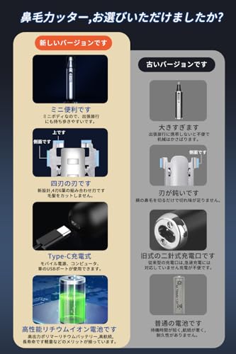 鼻毛カッター メンズ はなげカッター 男女兼用 眉毛シェーバー 眉毛カッター 耳毛カッター 髭カッター エチケットカッター 電動シェーバー スマートデジタル表示 Type-C 充電式 水洗い可 軽量コンパクト 持ち運び便利 掃除用ブラシ付き 鼻毛 ハサミ 代替可能 鼻毛・眉毛・耳毛・髭 一機四用 2 つのモード ヘルスケアツール (ブラック04)の特徴・詳細 画像