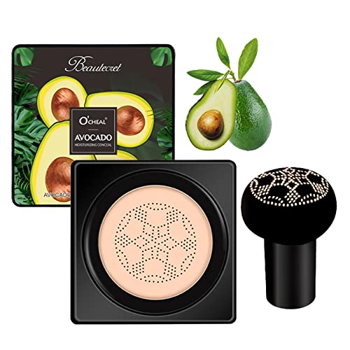 Cushion Foundation | BBクリームファンデーション CCクリーム|リキッドファンデーション BBアボカド抽出物を添えたクリーム、自然なヌードメイクのために明るくし続ける保湿コンシーラー(Ivory) 1
