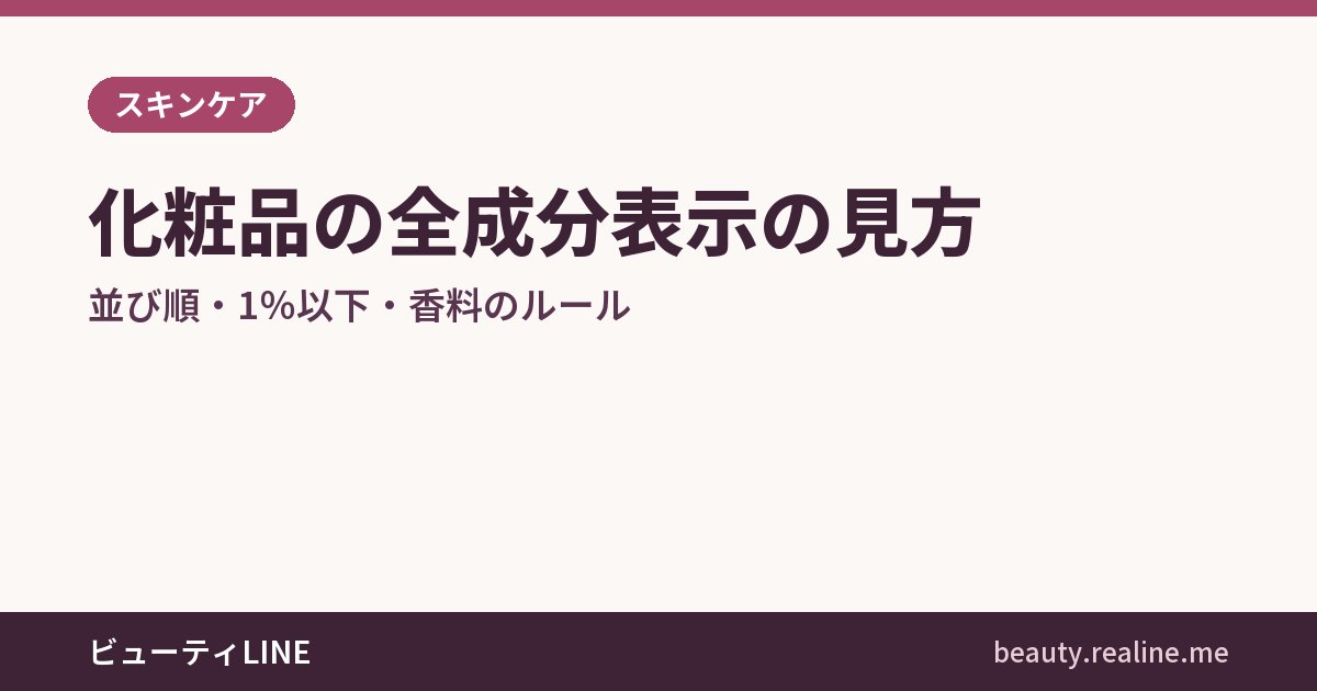 化粧品の全成分表示の見方｜並び順・1％以下・香料のルール